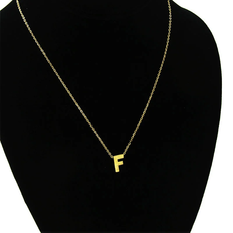 Collar Acero Inoxidable Dorado Letra F Pequeña Nice