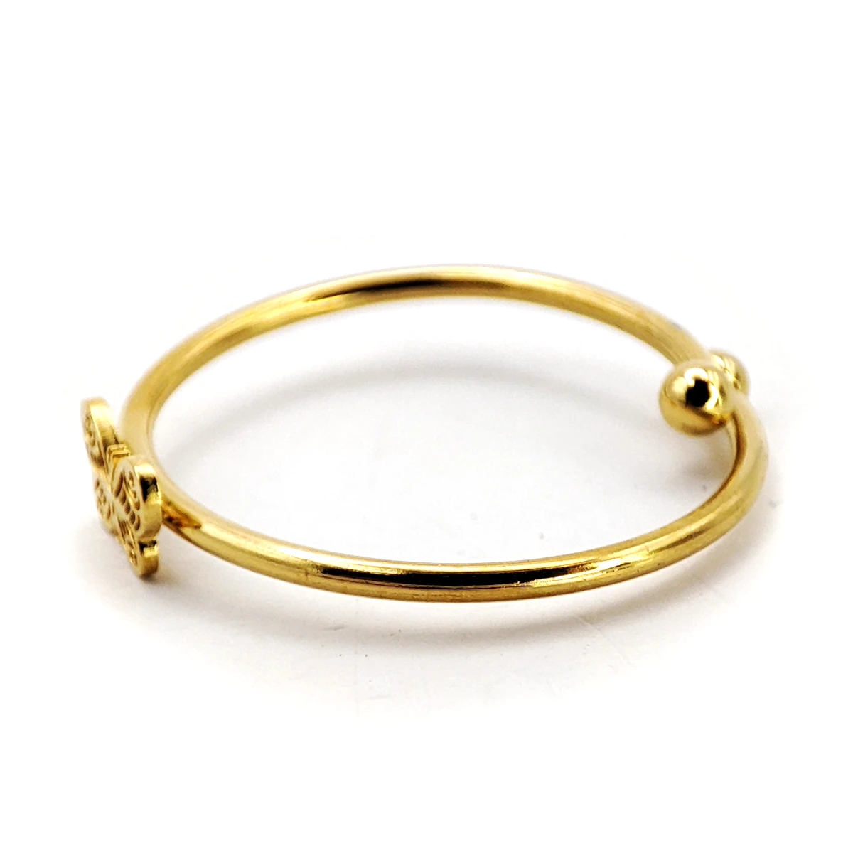 Anillo Acero Inox Dorado Delgado Mariposa Ajustable