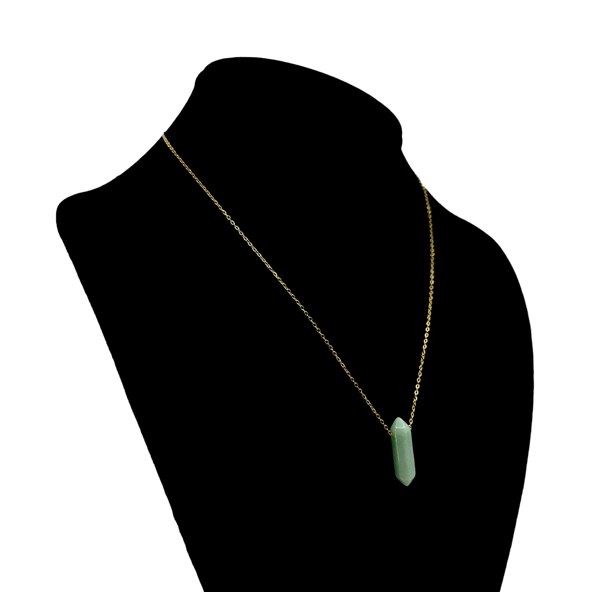 Collar Acero Dorado Péndulo Doble Punta Aventurina