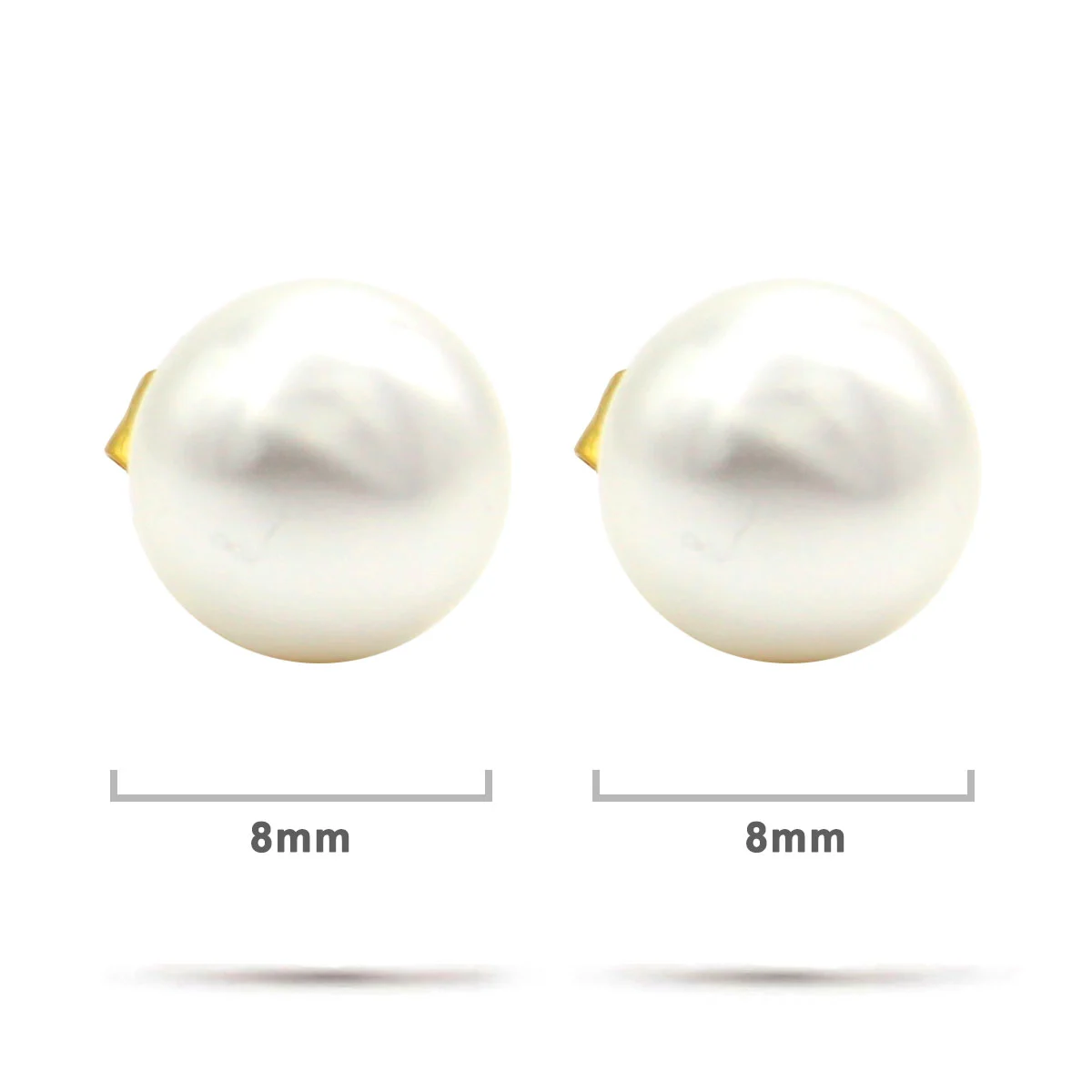 Aretes Acero Dorado Tipo Broquel Imitacion Perla 8mm