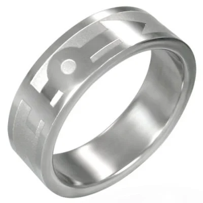 Anillo Acero Inoxidable Plateado Diseño Simbolos Hombre - Mujer