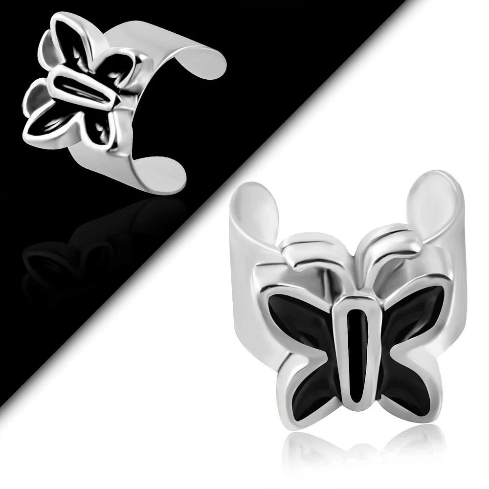 Ear Cuff Acero Inox Plata Diseño Conciencia Mini Mariposa - aretes