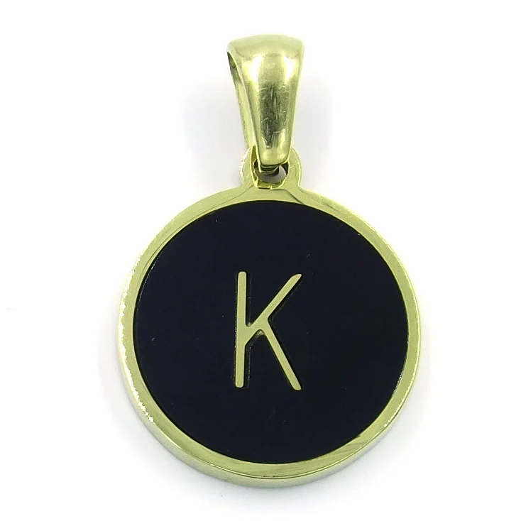 Dije Acero Dorado Botón Maquina Escribir Letra K