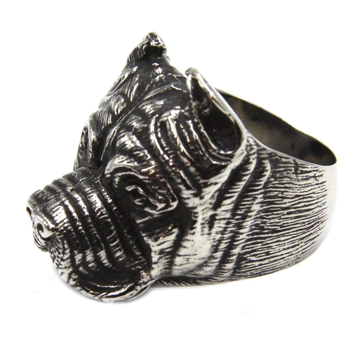 Anillo de Acero Inoxidable Cabeza de Pitbull