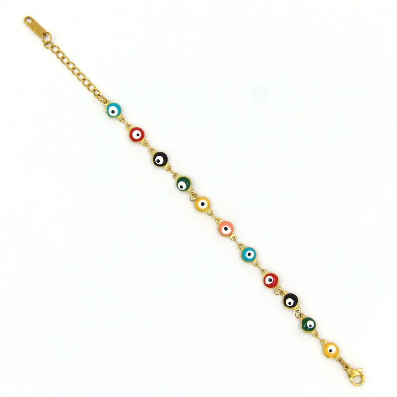 Pulsera Acero Dorado Ojo Turco Nazar 6 mm Multicolor