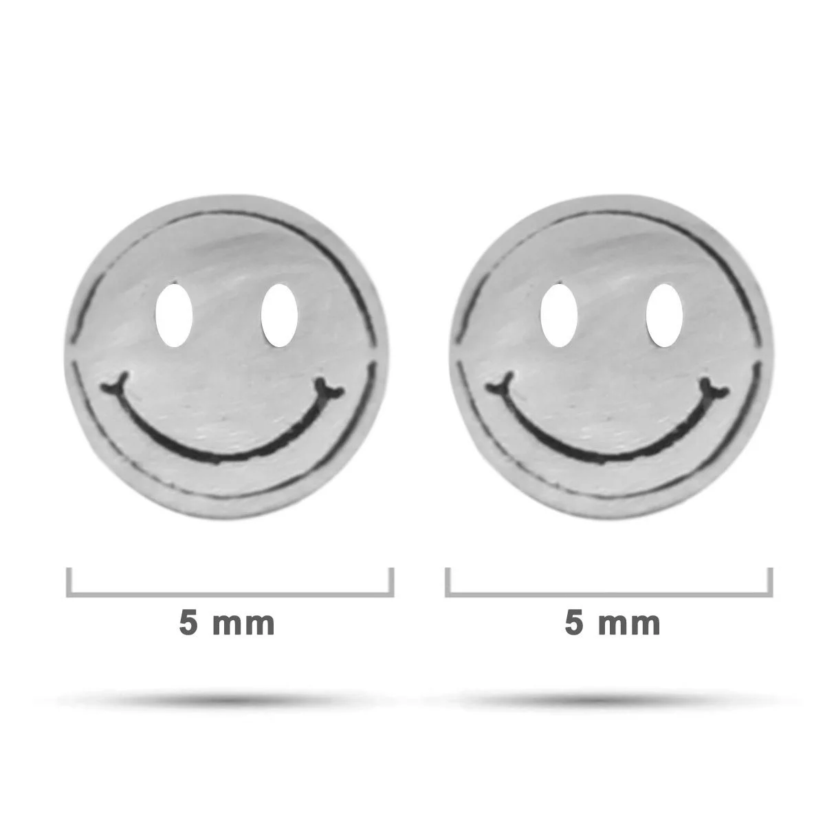 Arete Tipo Broquel Acero Plateado Mini Happy Face