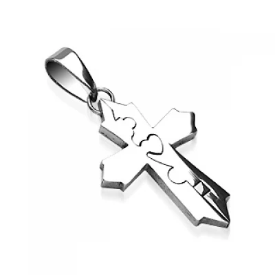 Dije de Acero Diseño Cruz Rompecabezas
