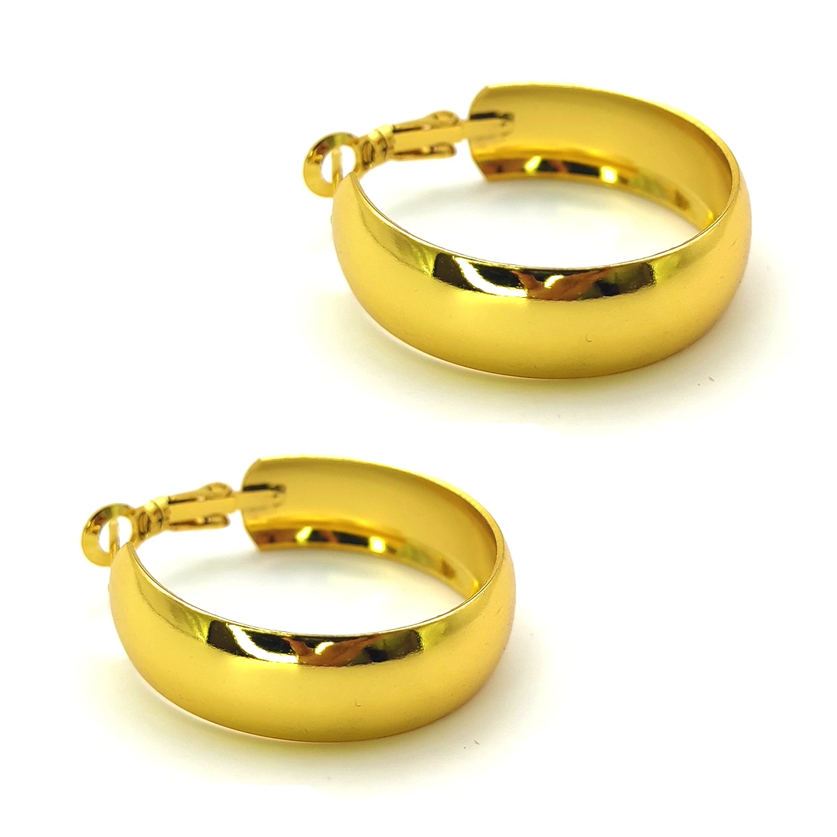 Aretes Acero Inox Dorado Arracadas Ligeras Anchas Lisas