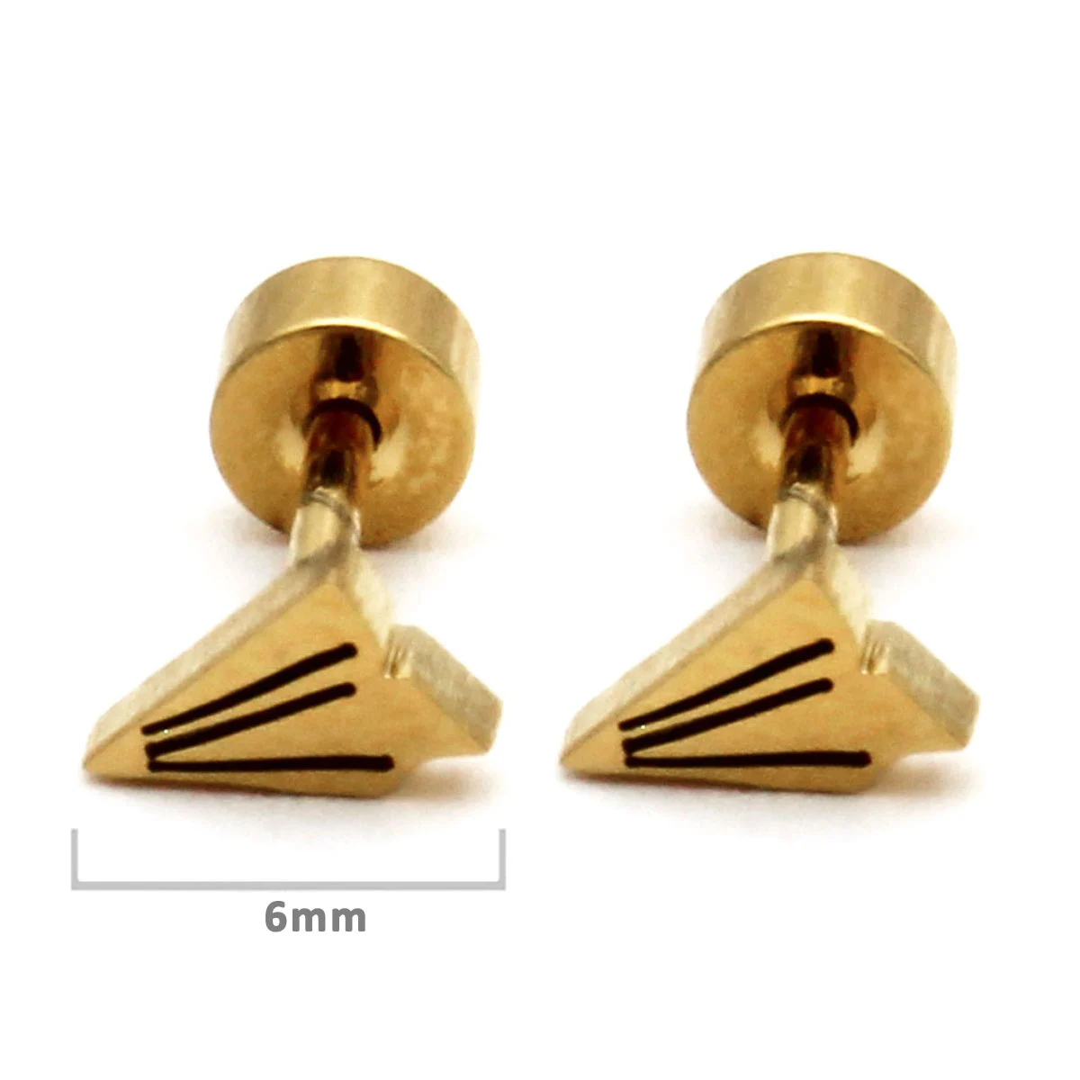Aretes Tipo Broquel Dormilon Acero Dorado Avion Papel