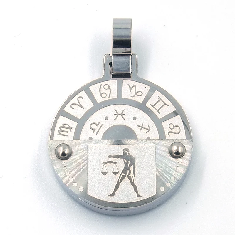 Dije de Acero Inoxidable Medalla Zodiaco Libra