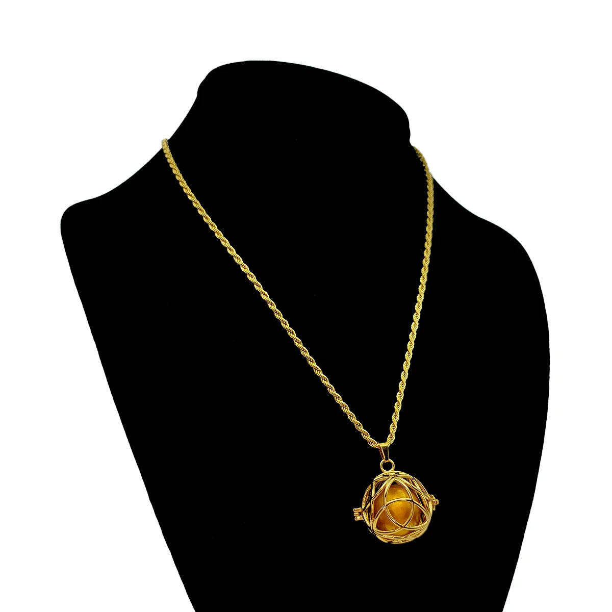 Collar Acero Dorado Llamador de Angeles Torzal Triqueta