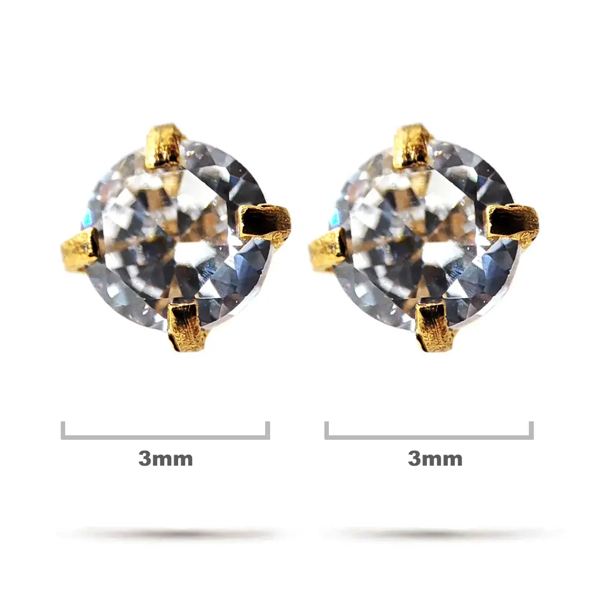 Aretes Acero Dorado Piercing Poste 10mm Zirconia Broquel
