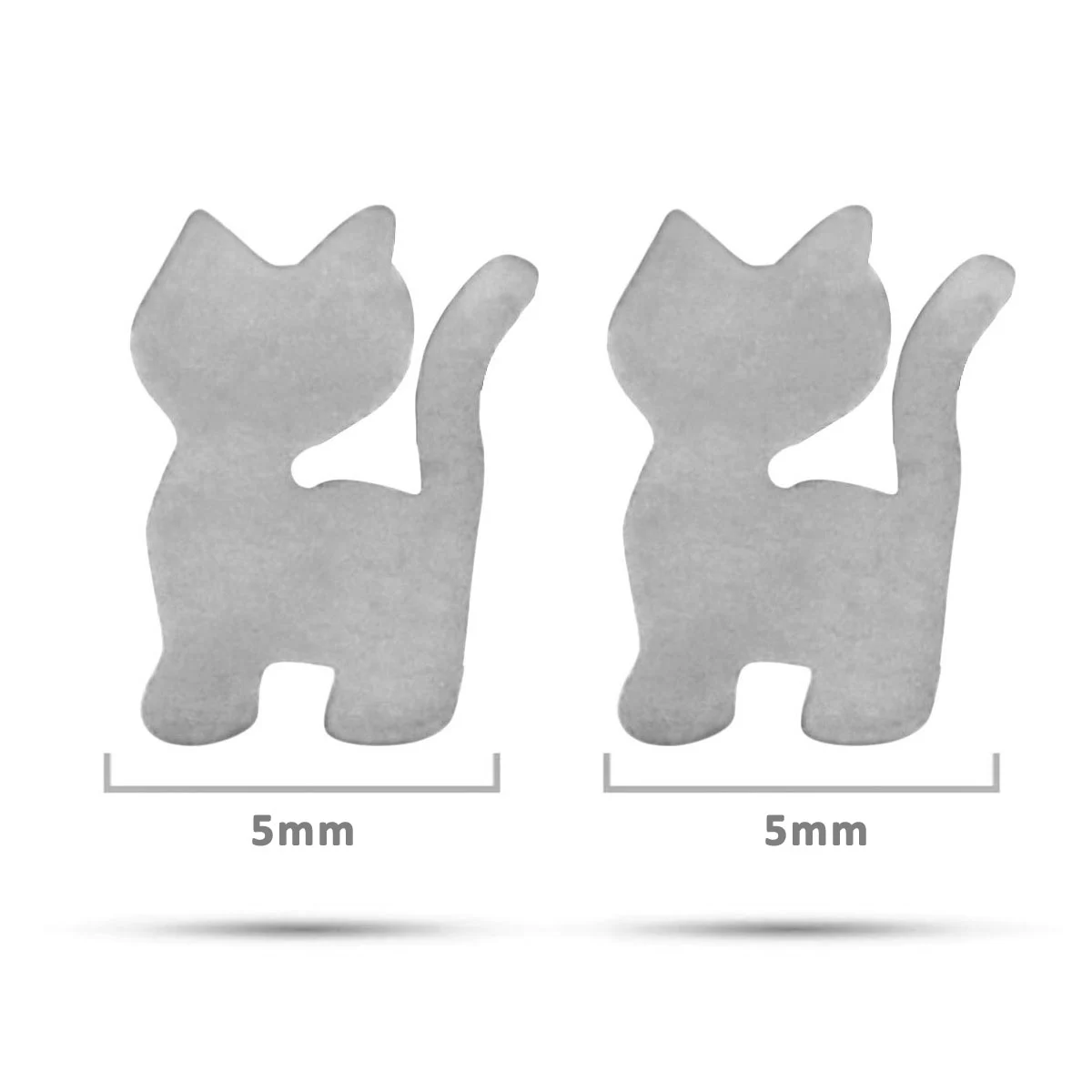 Arete Tipo Broquel Acero Plateado Mini Gato Gatito Minino