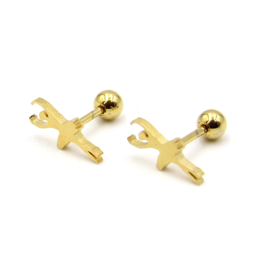 Aretes Acero Dorado Broquel Dormilon Bailarina Ballet