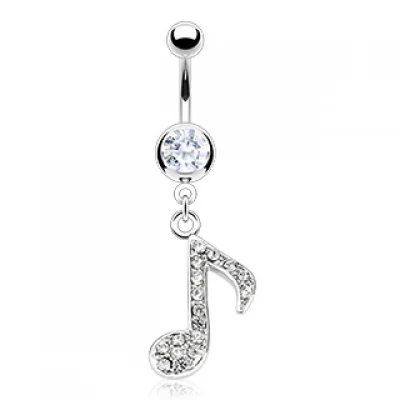 Piercing para el ombligo Nota Musical Piedras Claras
