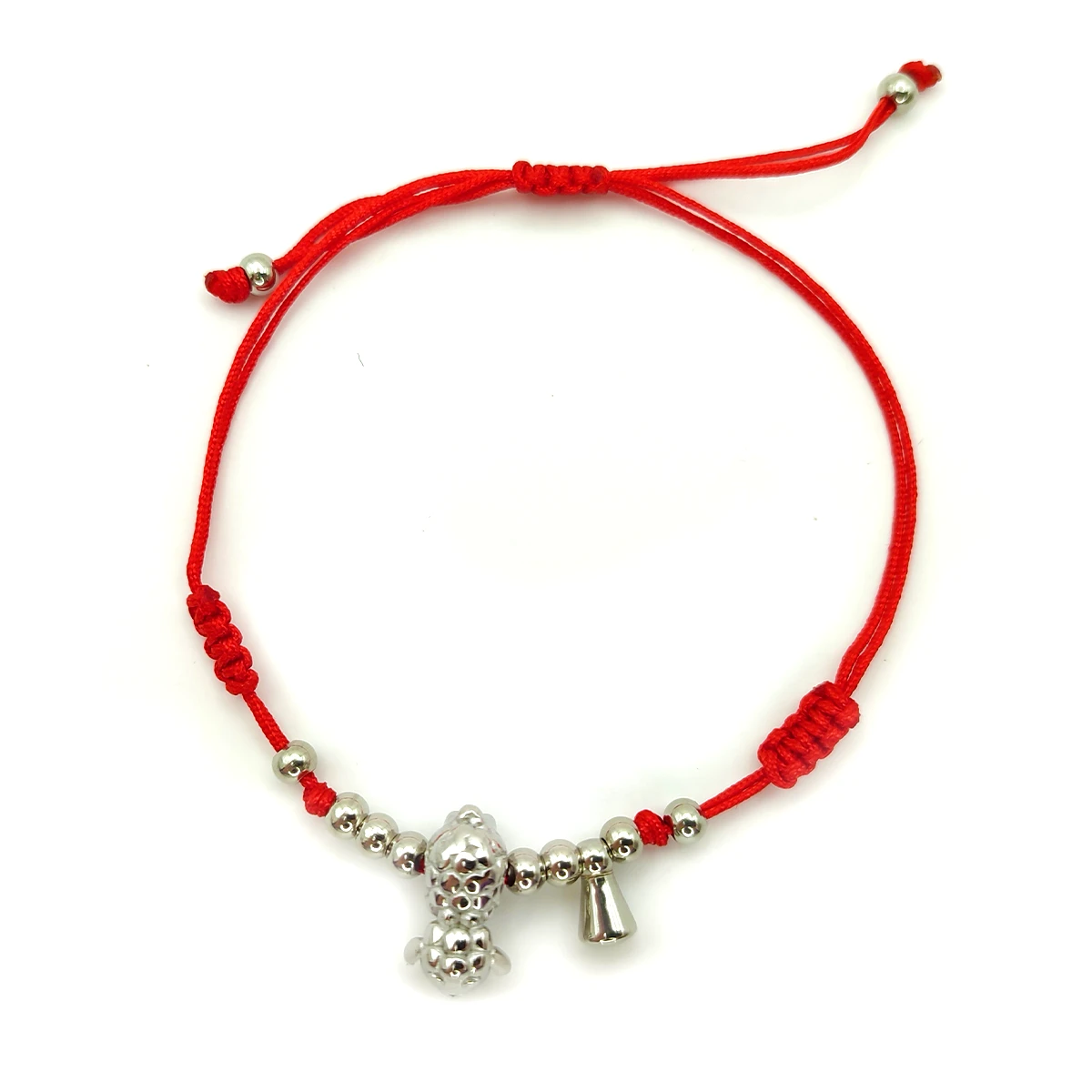 Pulsera Acero Plateado Borrego de la Fortuna Hilo Rojo