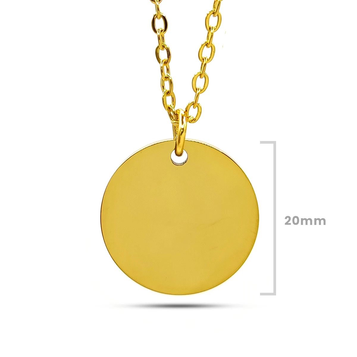 Collar Acero Inox Placa Circular Lisa Para Grabado Laser