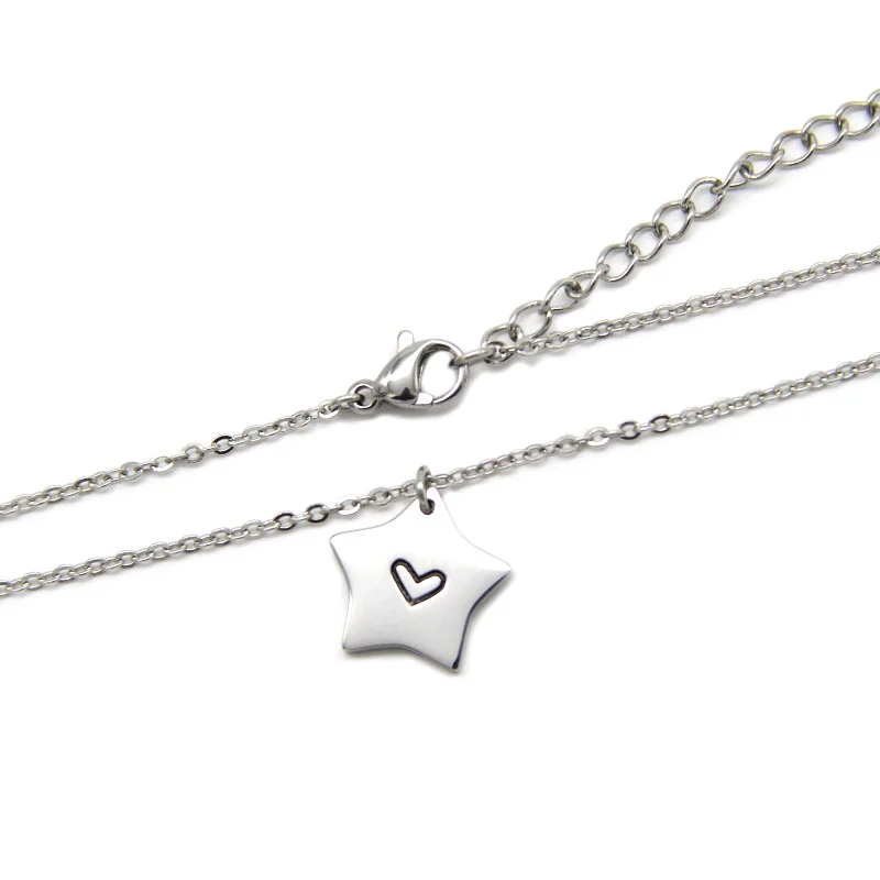Collar Acero Inox Plateado Mejores Amigas Placa Estrella