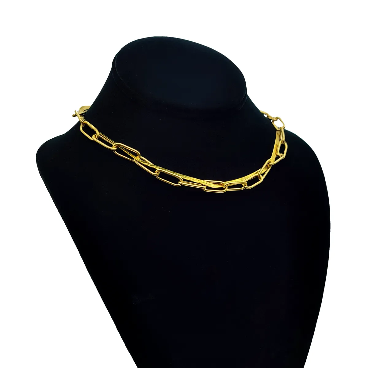Cadena Acero Dorado Eslabon Largo Planchada Etrelazada