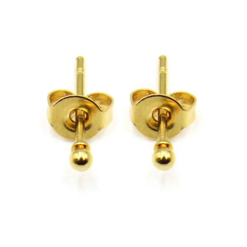 Aretes Acero Dorado Tipo Broquel 2 mm Bebé