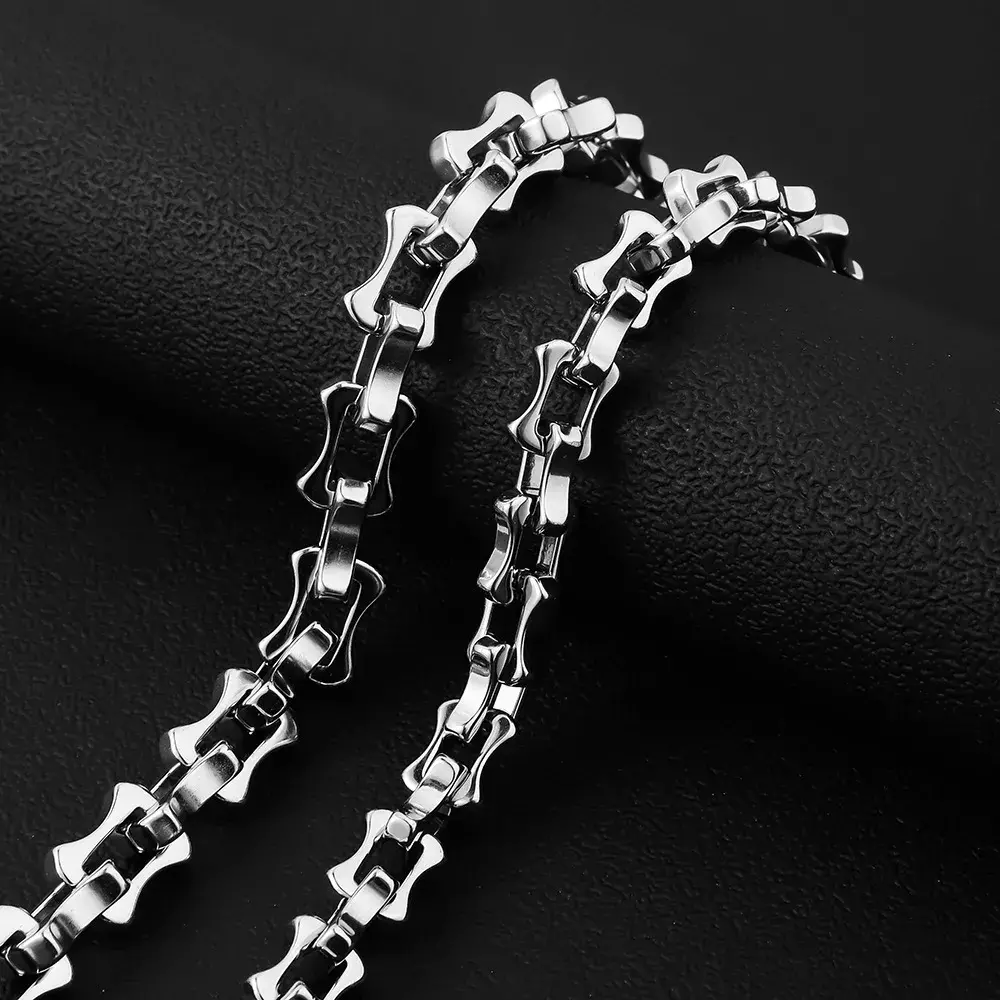 Pulsera Acero Plateado Esclava Punk Rock Robusta 10 mm