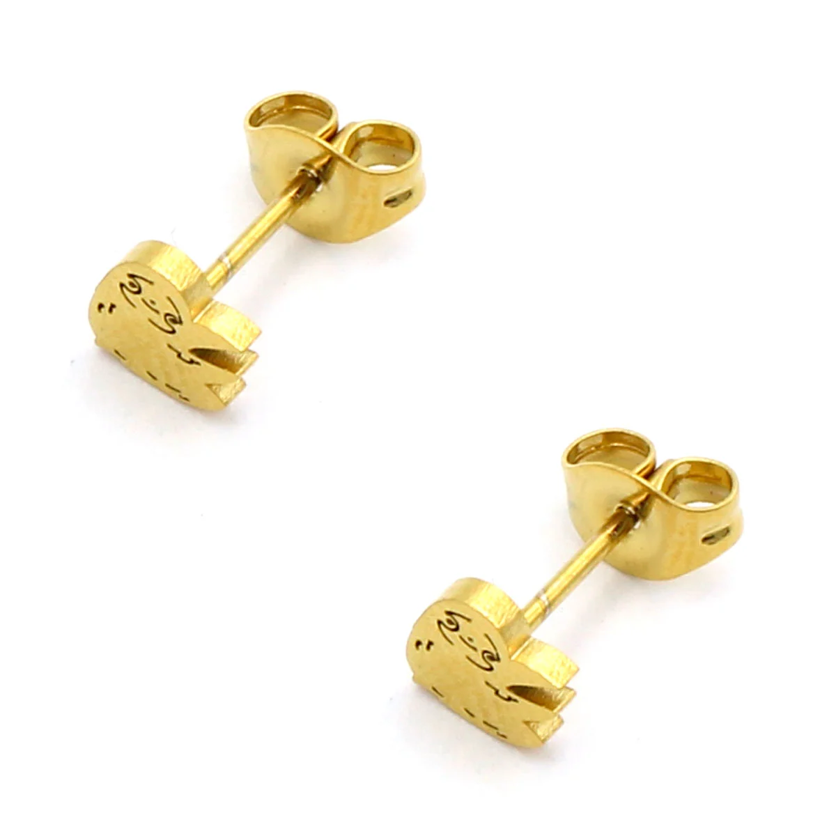 Aretes Acero Inox Dorado Tipo Broquel Perezoso Tierno