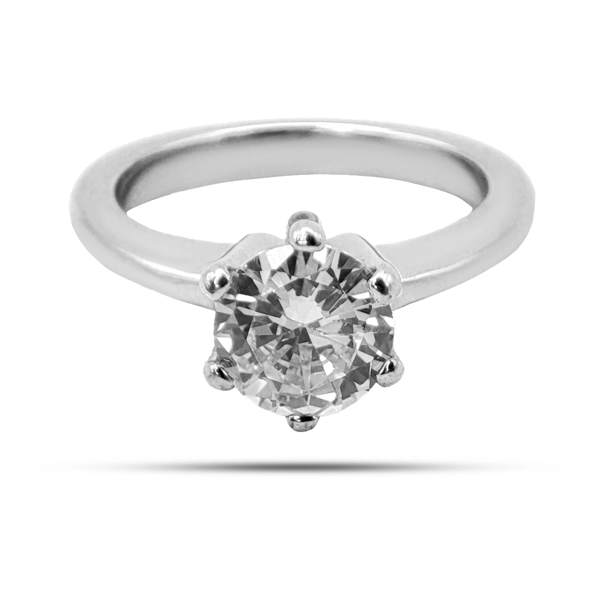 Anillo Acero Plateado Zirconia Solitaria Compromiso Promesa