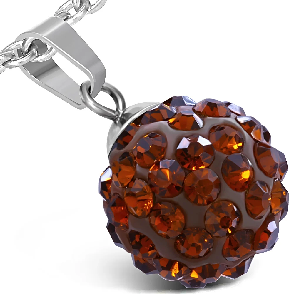 Dije de Acero y Zirconias Ámbar Ahumadas Shamballa Diseño Esfera