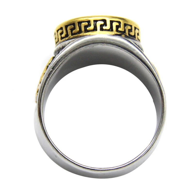 Anillo Hombre Acero Plateado Dorado Círculo Onix Negro