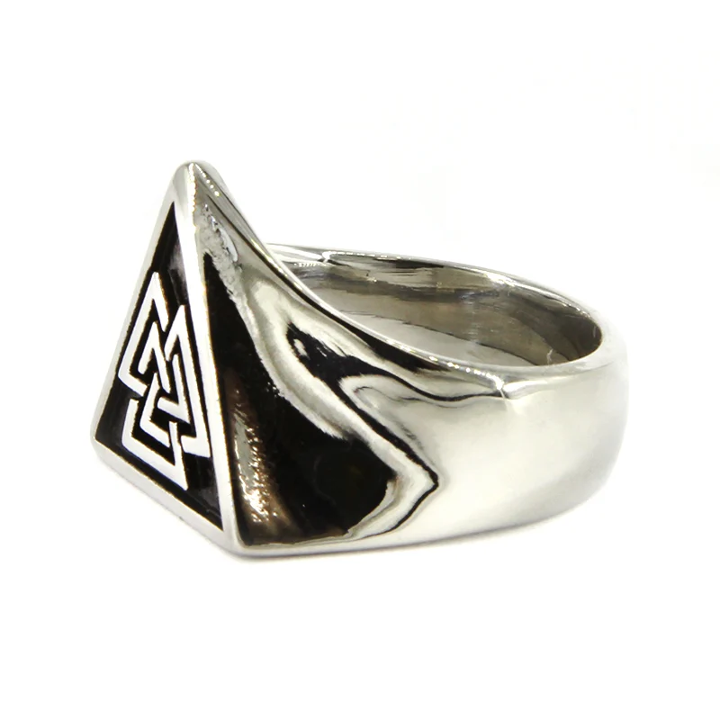 Anillo Acero Plateado Hombre Valknut Nudo de Odin Vintage