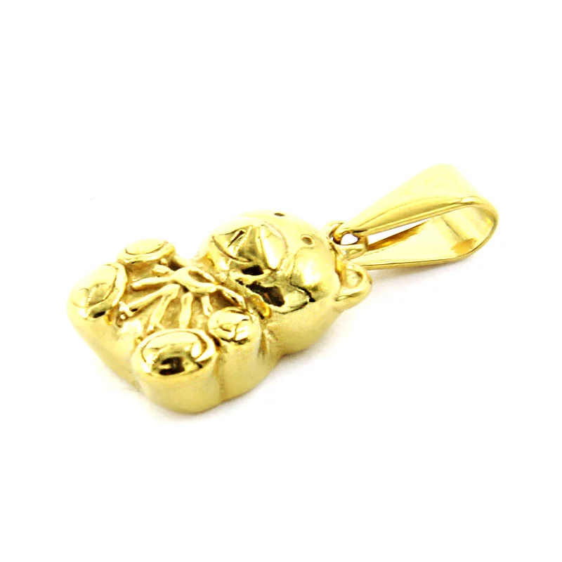 Dije Acero Inoxidable Dorado Osito Oso Infantil Lindo