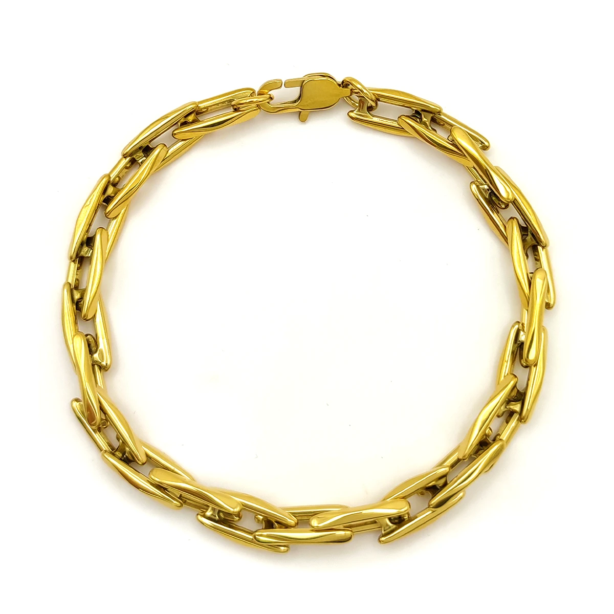 Pulsera Acero Eslabón Rectangular Redondeado Moderno 7 mm