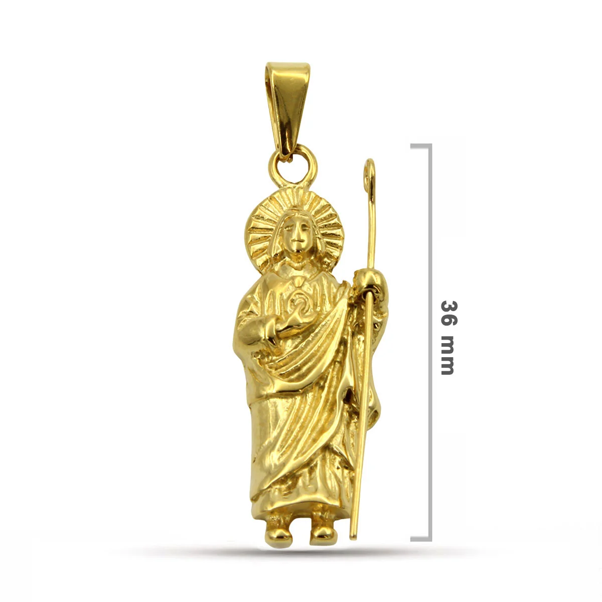 Dije Acero Dorado Religioso San Judas Tadeo 36Mm