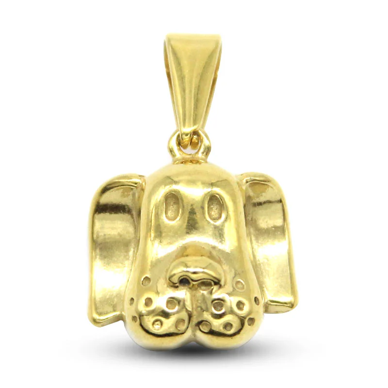 Dije Acero Inoxidable Dorado Mascota Carita de Perrito 3D