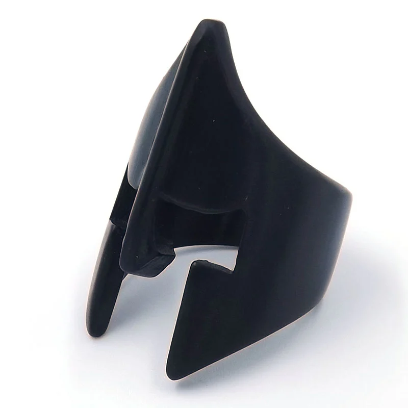 Anillo de Acero Negro Casco de Gladiador Espartano