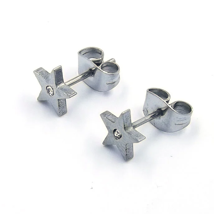 Aretes Acero tipo Broquel Estrella Chispita Plateado
