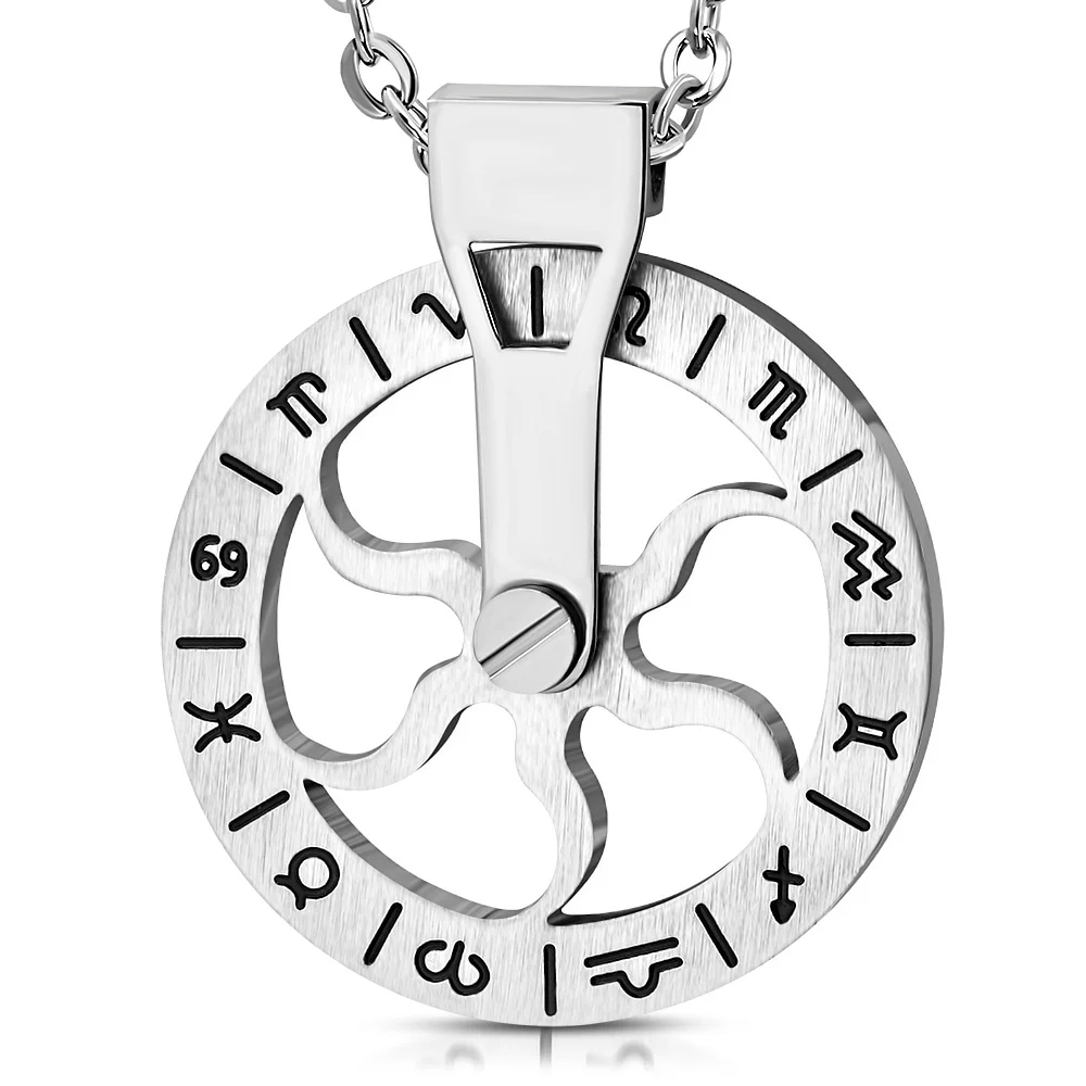 Dije Acero Plateado Ruleta 12 Signos Zodiacales