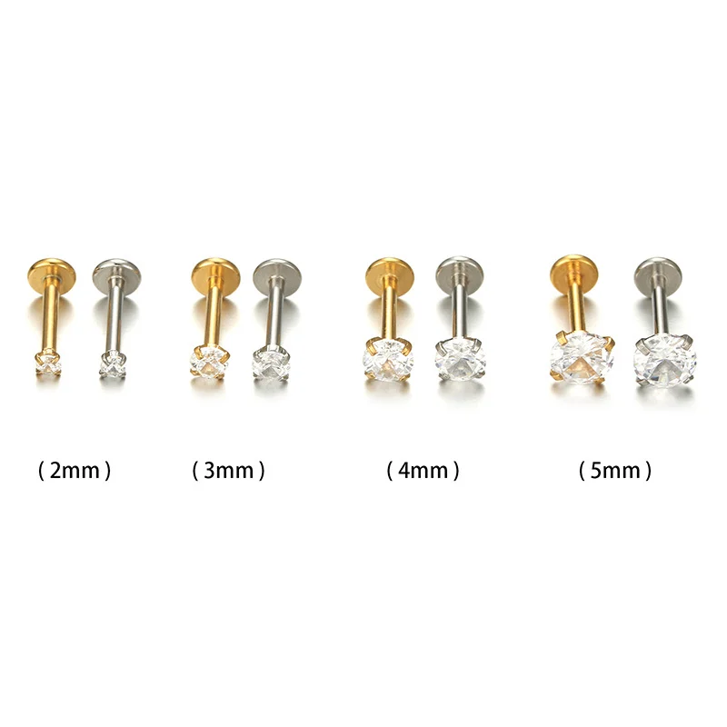 Piercing de Oreja Acero Circulo Zirconia Cubica Clara