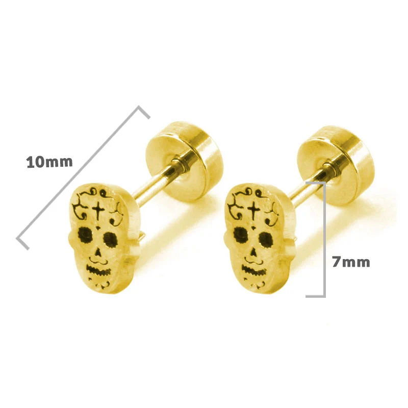 Aretes Tipo Broquel Dormilon Acero Inox Dorado Catrina