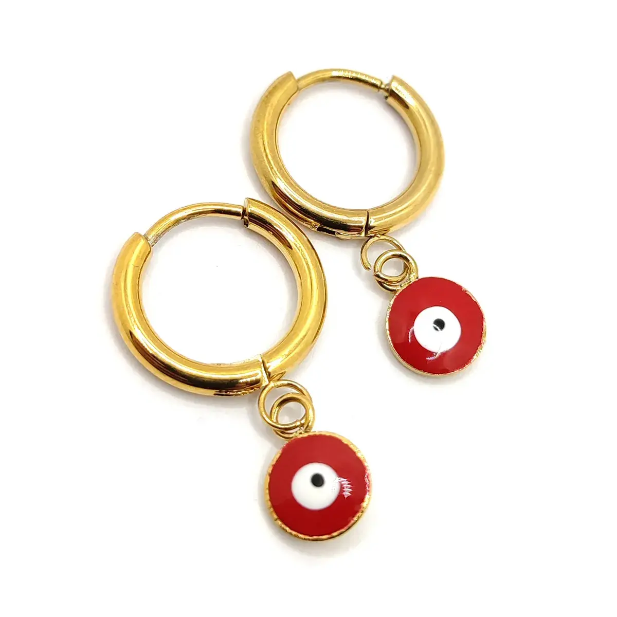 Triple Par de Aretes y Broqueles Acero Inox Ojo Turco