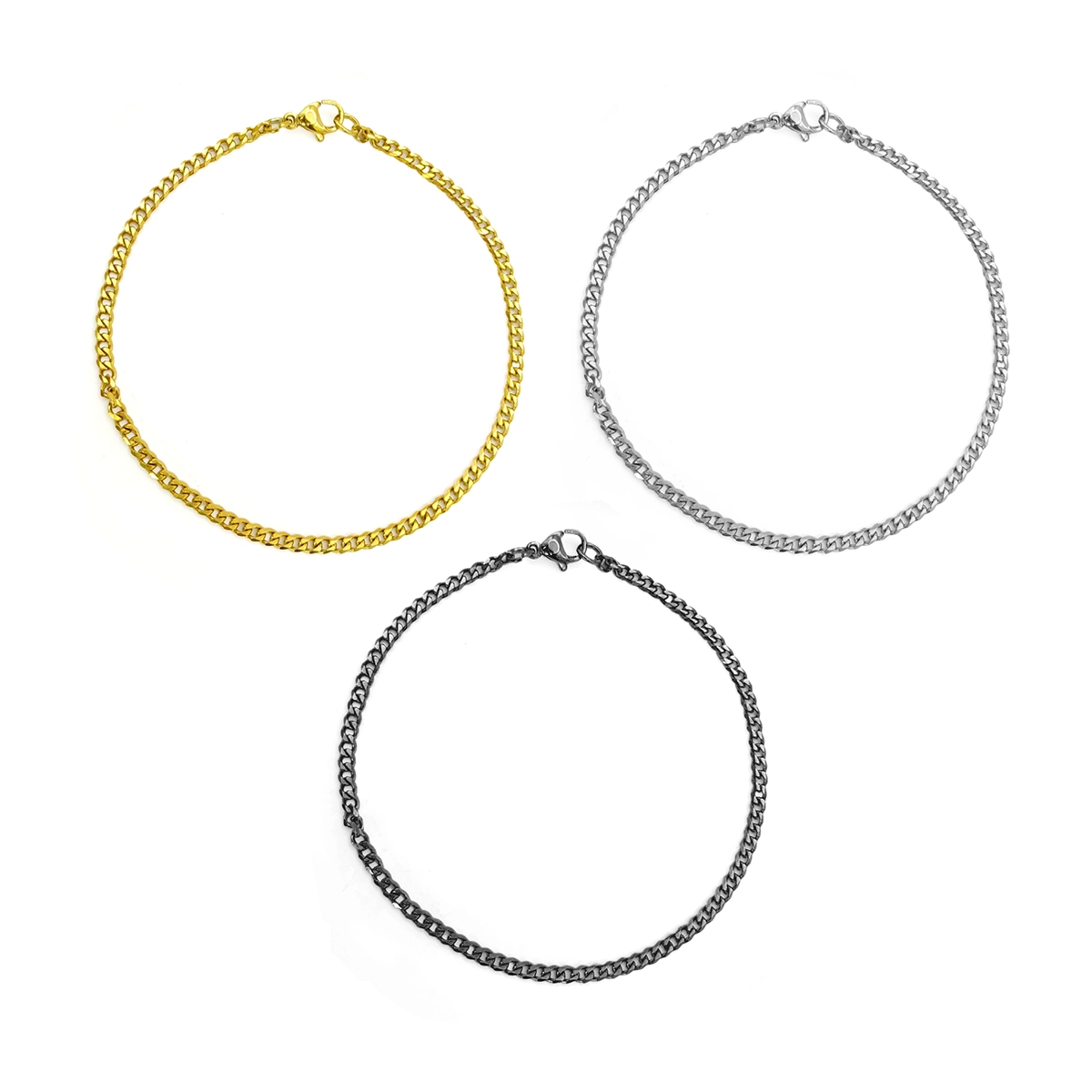 Pulsera Acero Inox Esclava Cubana Delgada Sencilla 3mm