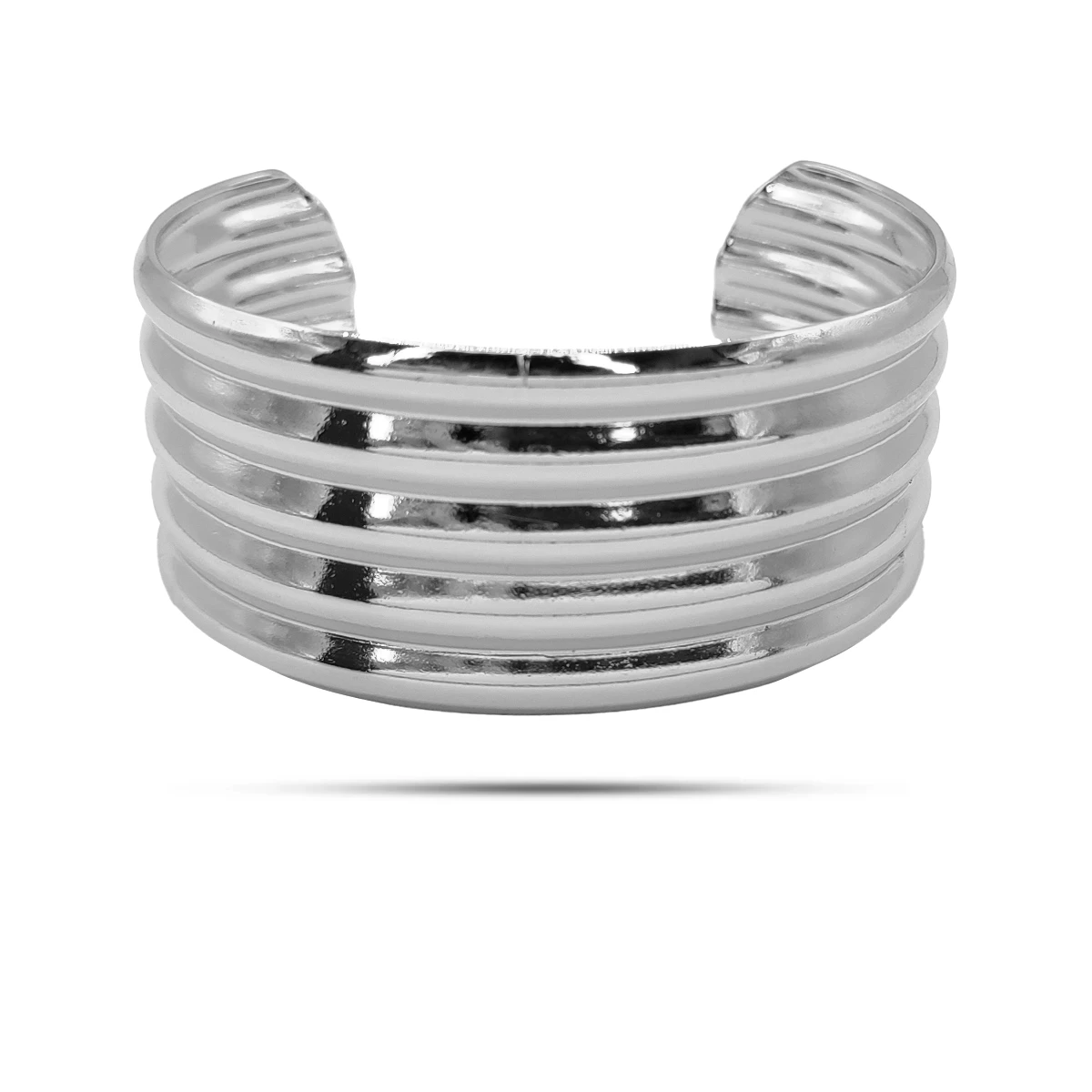 Pulsera Acero Brazalete Ajustable Grueso Cinco lineas