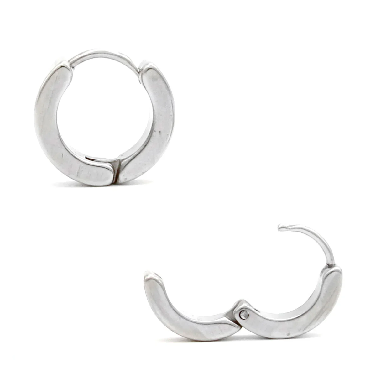 Aretes Tipo Huggies Acero Inox Plateado Arracadas Lisas