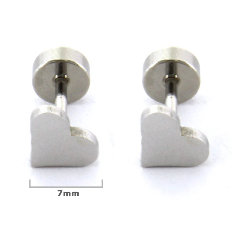 Aretes Tipo Broquel Dormilon Acero Plaetado Corazon Amor