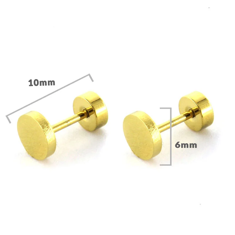 Aretes Tipo Broquel Dormilon Acero Dorado Cirulo Liso
