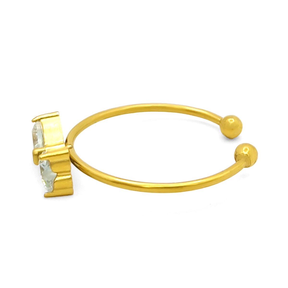 Anillo Acero Dorado Moño Centro Zirconia Cubica Ajustable