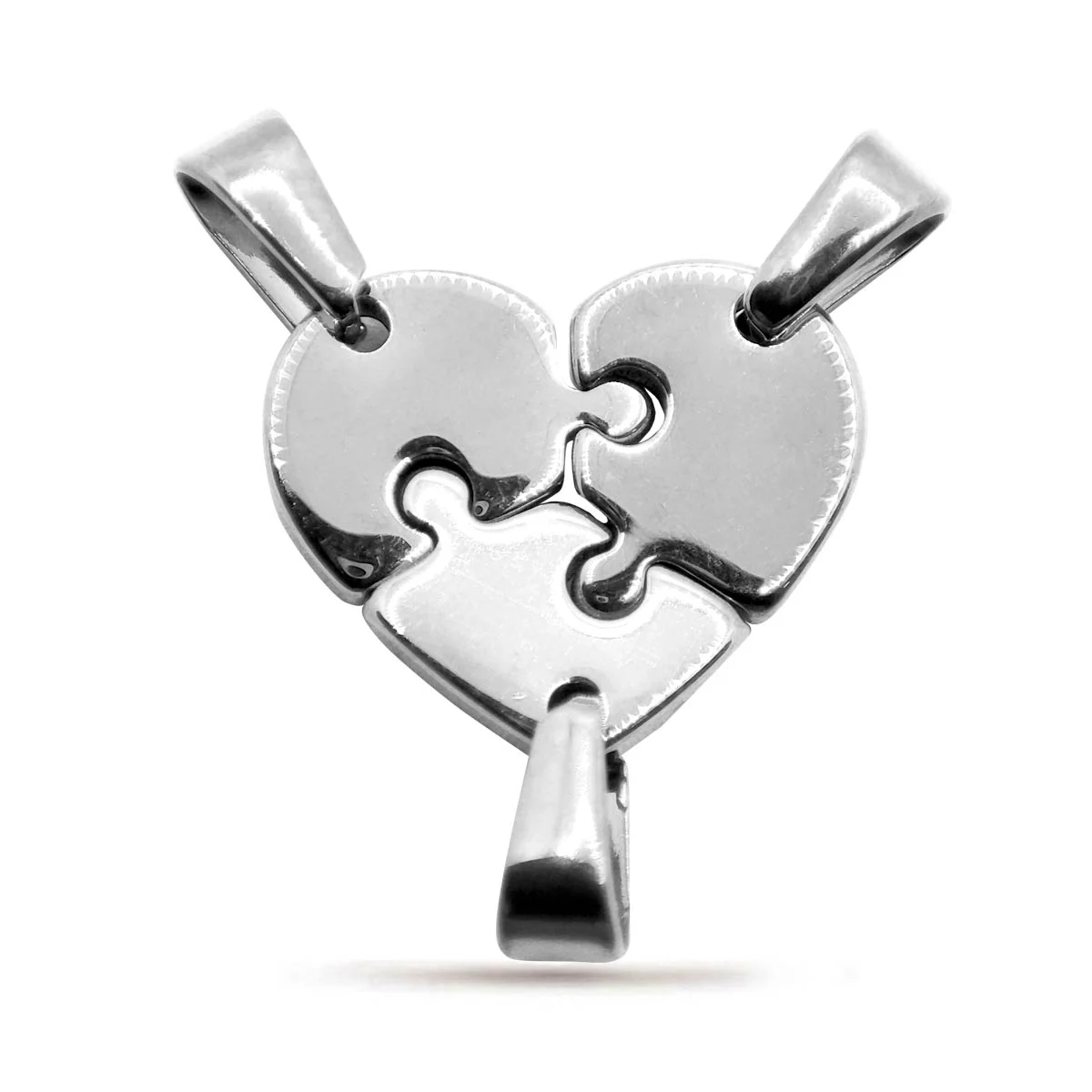 Dije Acero Plata Corazón Dividido En Tres Amigas Siempre