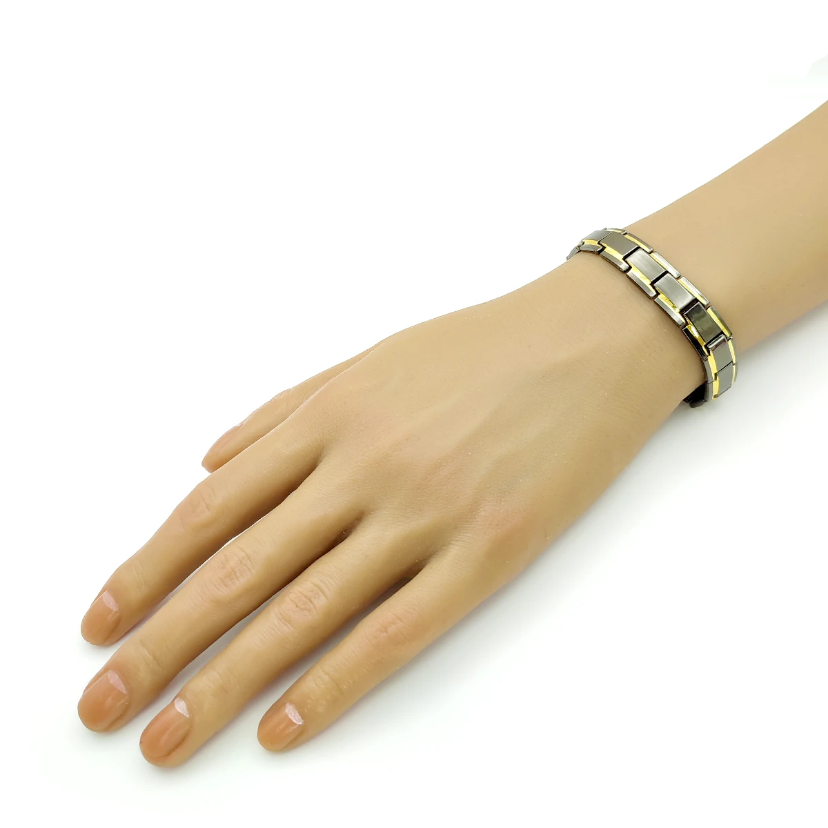 Pulsera Acero Bicolor Esclava Elegante Pulida Hombre