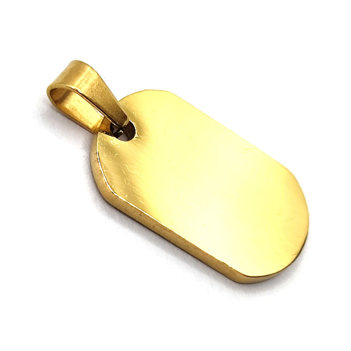 Dije Acero Inoxidable Dorada Mini Placa Lisa Simple 23 mm