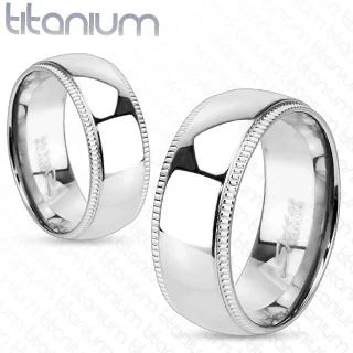 Anillo de Titanio Plata Argolla de Matrimonio Estriado